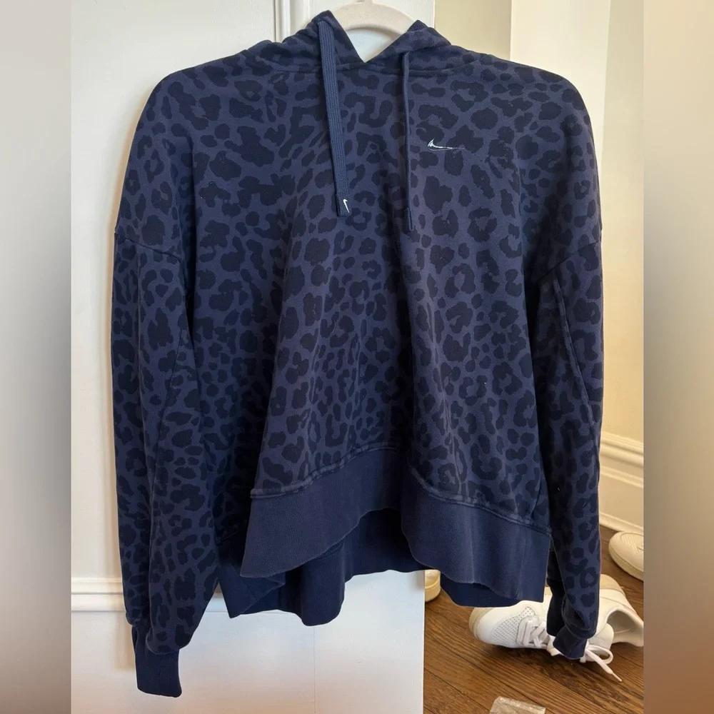 Nike‎ Navy Leopard-Print Hooded Sweatshirt